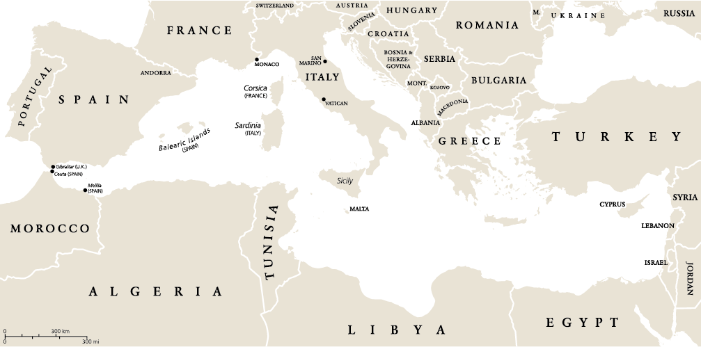 Gallio Mediterranean Map of the Mediterranean