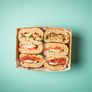 Gallio Catering Sandwiches Box Prosciutto, Chicken, Burrata Cheese Focaccia roll.