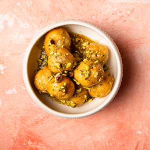 Gallio Mediterranean Restaurant London Dessert Greek doughnuts served with honey & pistachio Loukoumades