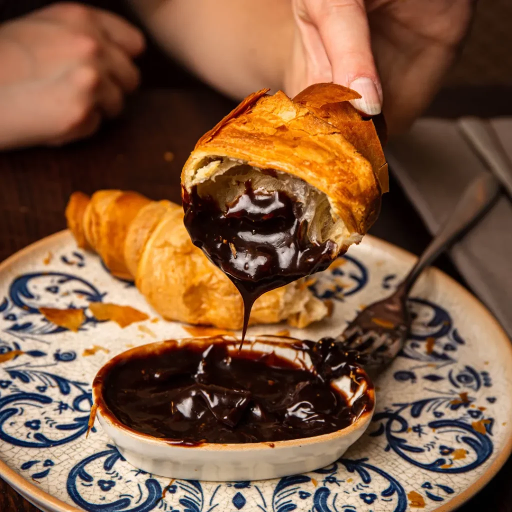 Chocolate & pistachio Croissant Gallio Breakfast menu Canary Wharf Mediterranean Restaurant