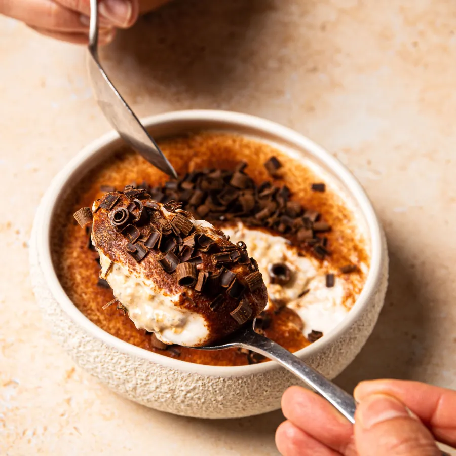Tiramisu overnight oats, gallio mediterranean restaurant