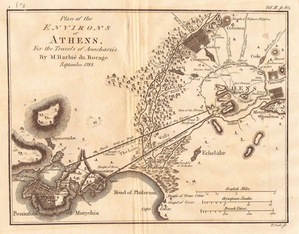 Map of Athens, Greece Mediterranean